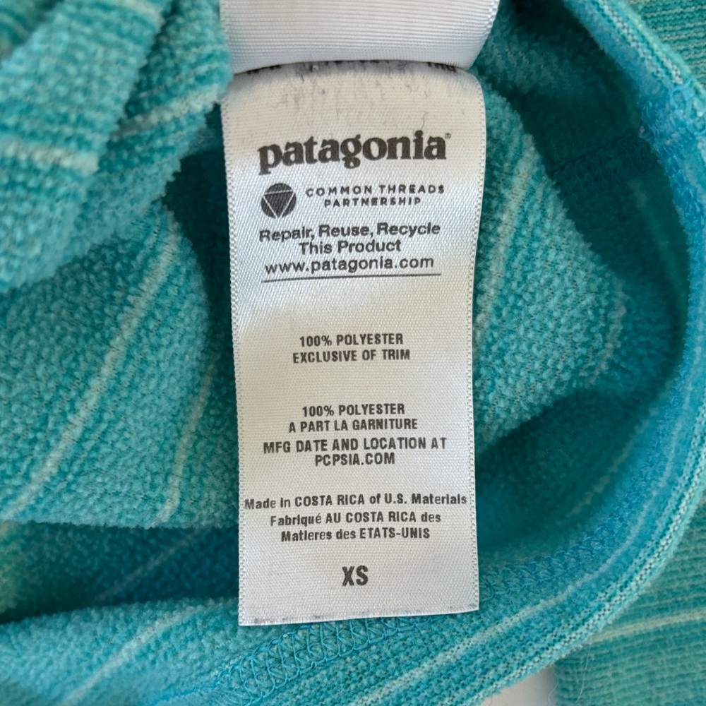Patagonia Aqua Striped Quarter-Zip Fleece size XS or 5-6 - Picture 3 of 6